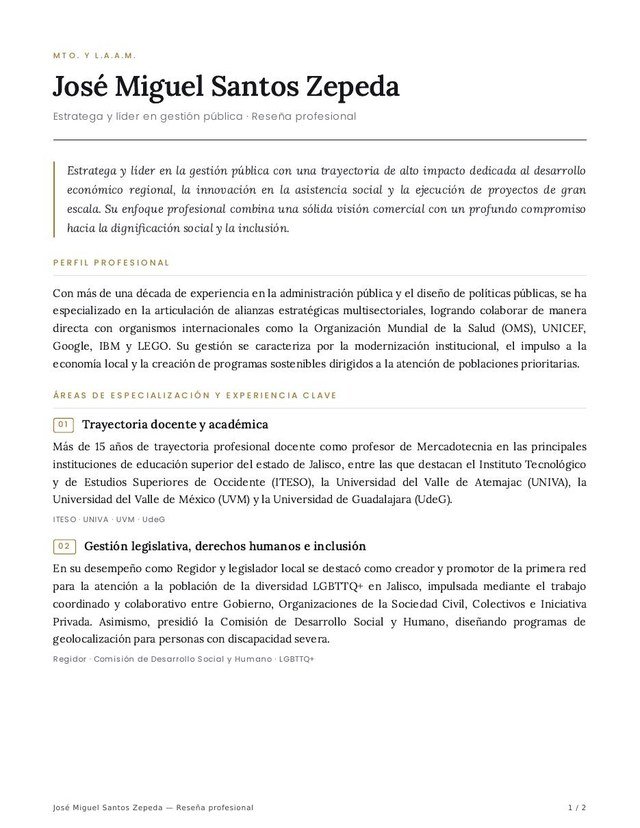 Primera página de la reseña profesional en PDF